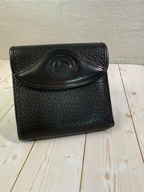 Vintage Dooney & Bourke Black All Weather Leather Tri-Fold Wallet